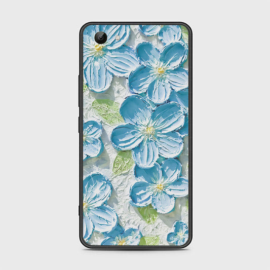 Vivo Y81 Cover - Floral Series - Design 12 - Grey & Green - HQ Ultra Shine Premium Infinity Glass Soft Silicon Borders Case