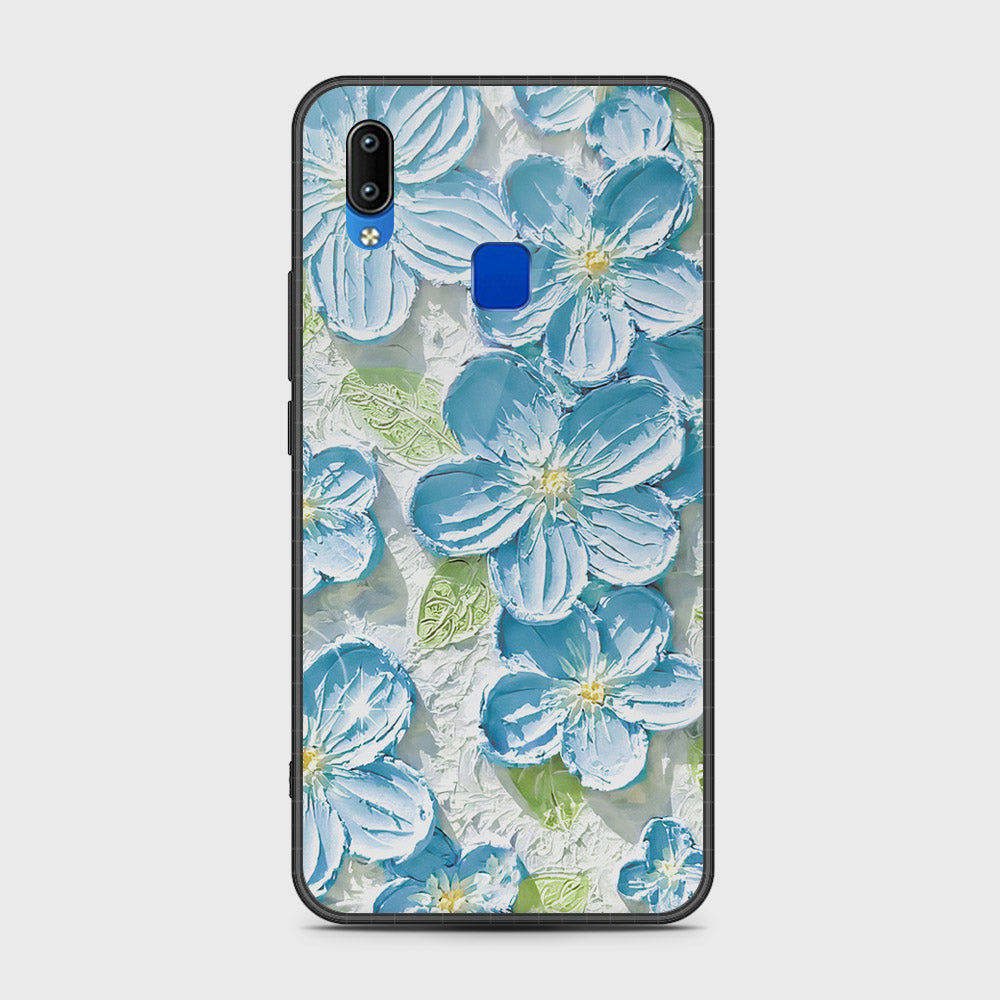 Vivo Y91i Cover - Floral Series - Design 12 - Grey & Green - HQ Ultra Shine Premium Infinity Glass Soft Silicon Borders Case