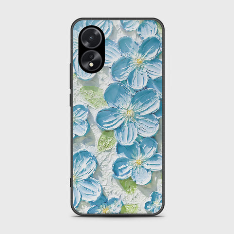 Oppo A18 Cover - Floral Series - Design 12 - Grey & Green - HQ Ultra Shine Premium Infinity Glass Soft Silicon Borders Case