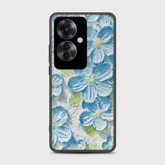 Oppo Reno 11F 5G Cover - Floral Series - Design 12 - Grey & Green - HQ Ultra Shine Premium Infinity Glass Soft Silicon Borders Case