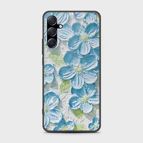 Samsung Galaxy M34 5G Cover - Floral Series - Design 12 - Grey & Green - HQ Ultra Shine Premium Infinity Glass Soft Silicon Borders Case