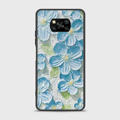 Xiaomi Poco X3 Cover - Floral Series - Design 12 - Grey & Green - HQ Ultra Shine Premium Infinity Glass Soft Silicon Borders Case