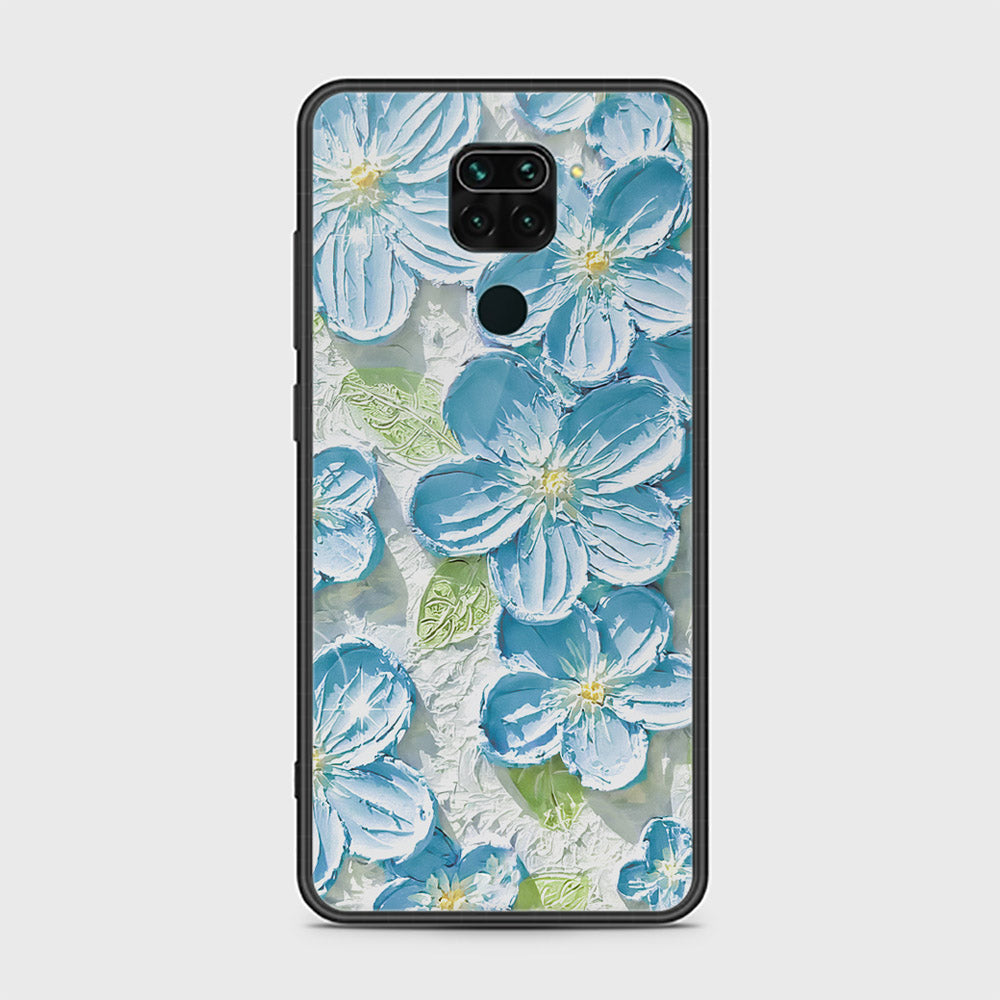 Xiaomi Redmi Note 9 Cover - Floral Series - Design 12 - Grey & Green - HQ Ultra Shine Premium Infinity Glass Soft Silicon Borders Case