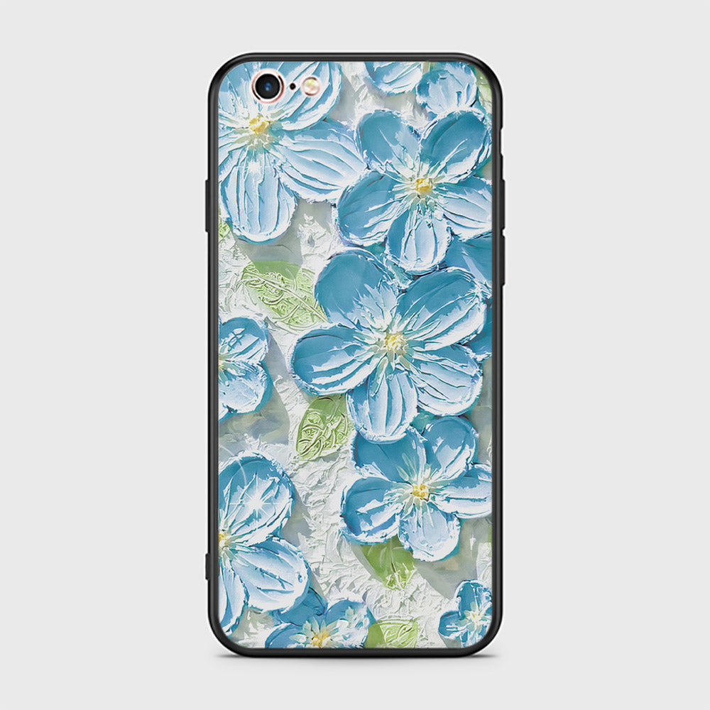 iPhone 6s Plus / 6 Plus Cover - Floral Series - Design 12 - Grey & Green - HQ Ultra Shine Premium Infinity Glass Soft Silicon Borders Case