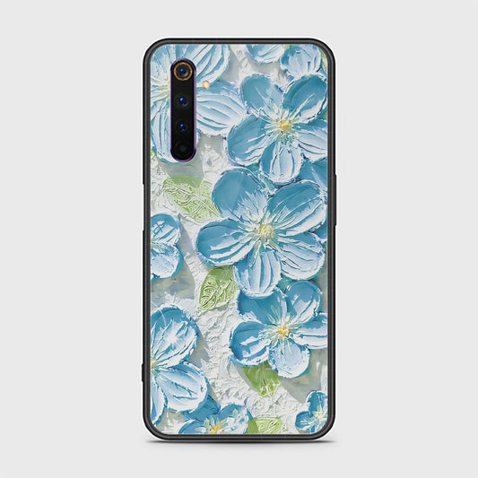 Realme 6 Pro Cover - Floral Series - Design 12 - Grey & Green - HQ Ultra Shine Premium Infinity Glass Soft Silicon Borders Case