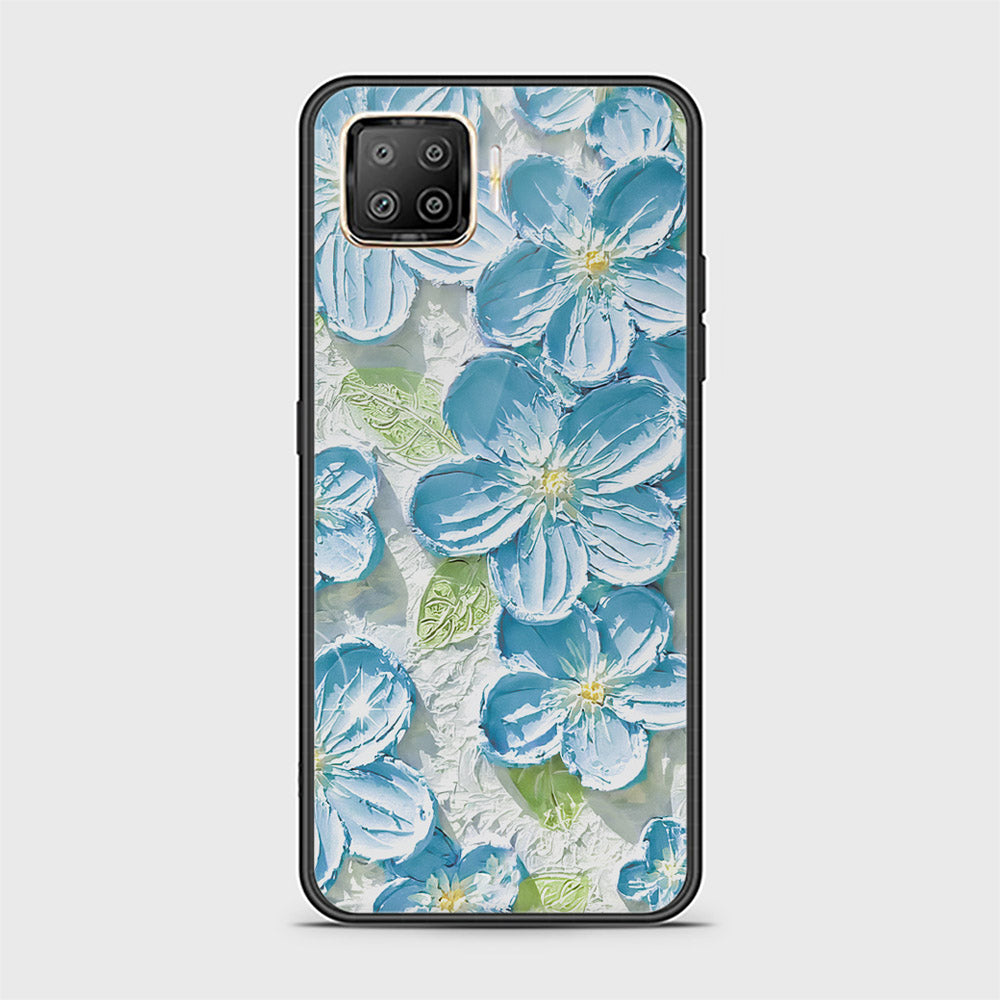 Oppo F17 Pro Cover - Floral Series - Design 12 - Grey & Green - HQ Ultra Shine Premium Infinity Glass Soft Silicon Borders Case