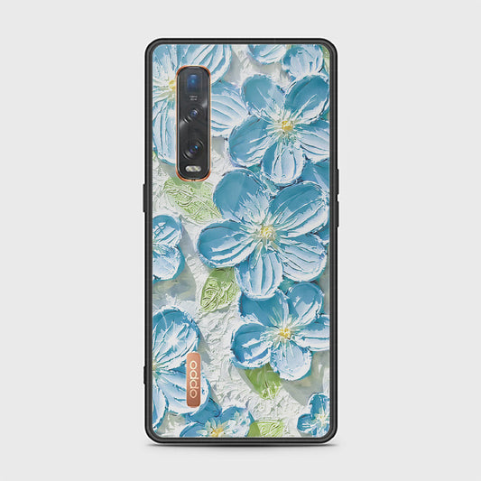 Oppo Find X2 Pro Cover - Floral Series - Design 12 - Grey & Green - HQ Ultra Shine Premium Infinity Glass Soft Silicon Borders Case