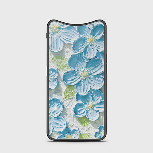 Oppo Find X Cover - Floral Series - Design 12 - Grey & Green - HQ Ultra Shine Premium Infinity Glass Soft Silicon Borders Case