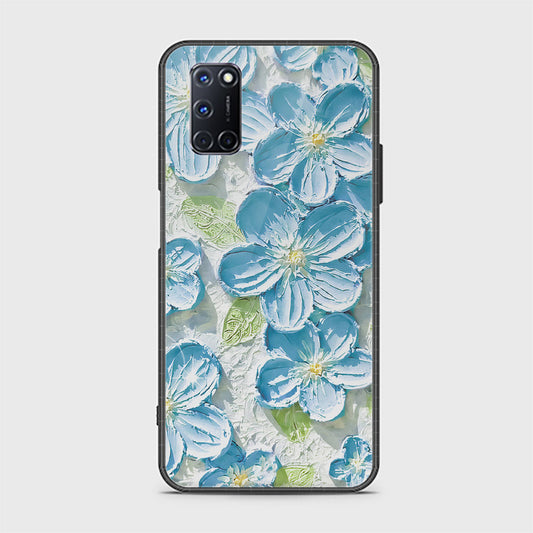 Oppo A72 Cover - Floral Series - Design 12 - Grey & Green - HQ Ultra Shine Premium Infinity Glass Soft Silicon Borders Case