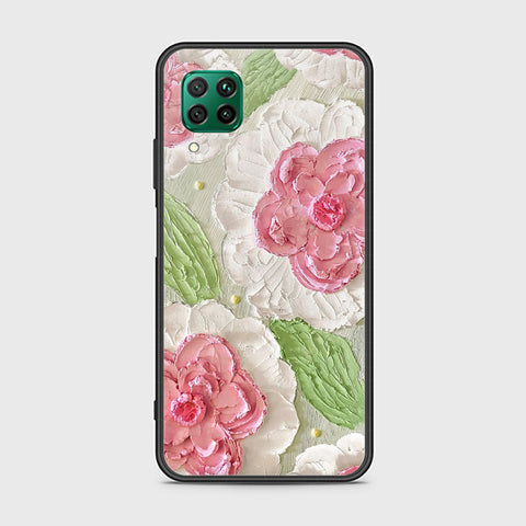 Huawei Nova 7i Cover - Floral Series - Design 13 - Offwhite & Green - HQ Ultra Shine Premium Infinity Glass Soft Silicon Borders Case