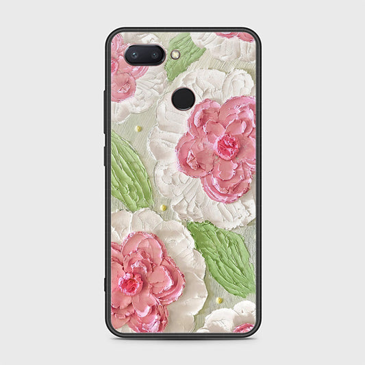 Xiaomi Mi 8 Lite Cover - Floral Series - Design 13 - Offwhite & Green - HQ Ultra Shine Premium Infinity Glass Soft Silicon Borders Case