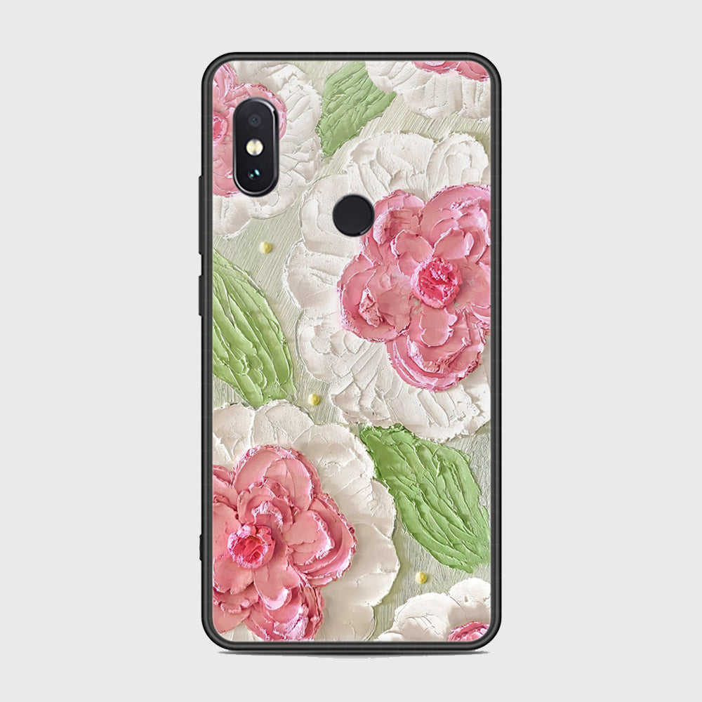 Xiaomi Redmi Note 5 AI Dual Camera Cover - Floral Series - Design 13 - Offwhite & Green - HQ Ultra Shine Premium Infinity Glass Soft Silicon Borders Case