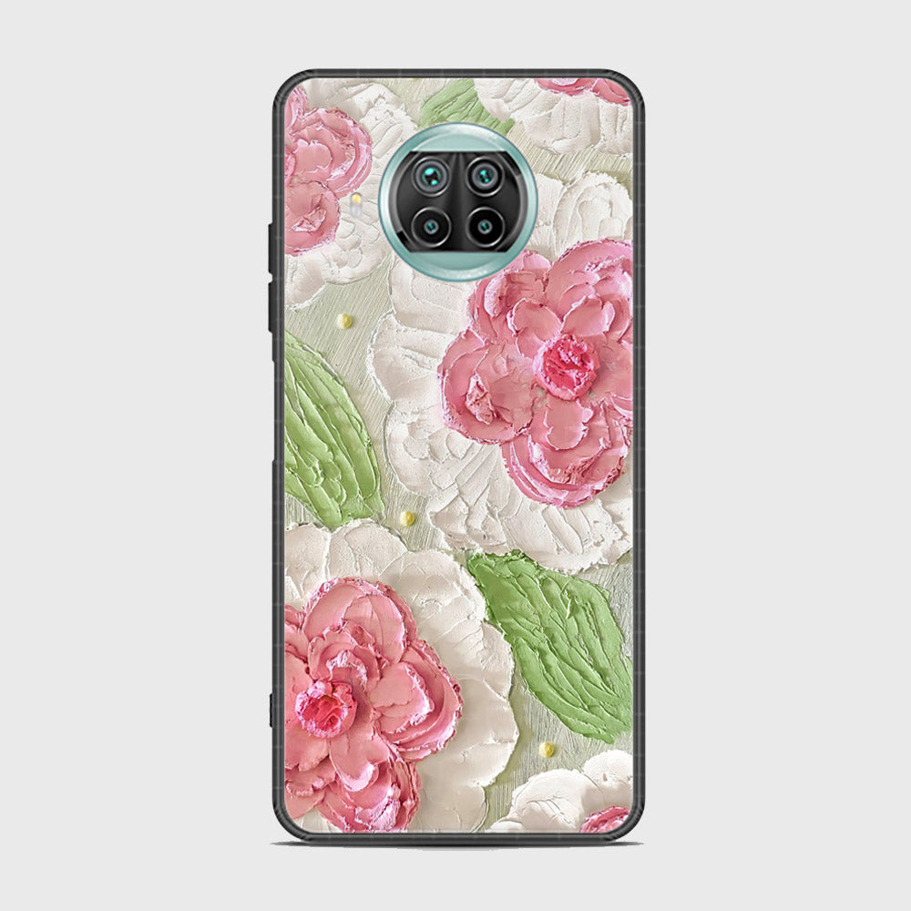 Xiaomi Mi 10 Lite 5G Cover - Floral Series - Design 13 - Offwhite & Green - HQ Ultra Shine Premium Infinity Glass Soft Silicon Borders Case