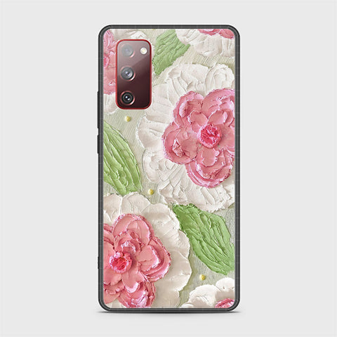 Samsung Galaxy S20 FE Cover - Floral Series - Design 13 - Offwhite & Green - HQ Ultra Shine Premium Infinity Glass Soft Silicon Borders Case