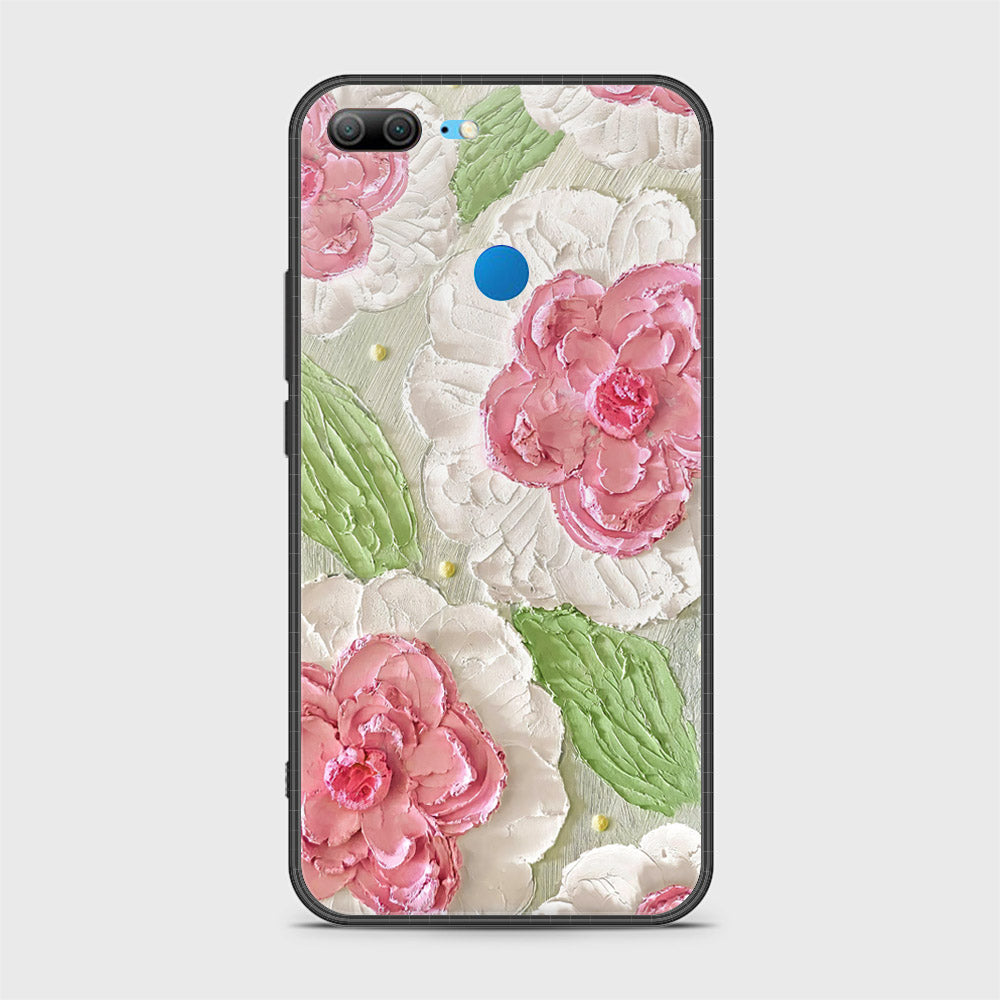 Huawei Honor 9 Lite Cover - Floral Series - Design 13 - Offwhite & Green - HQ Ultra Shine Premium Infinity Glass Soft Silicon Borders Case