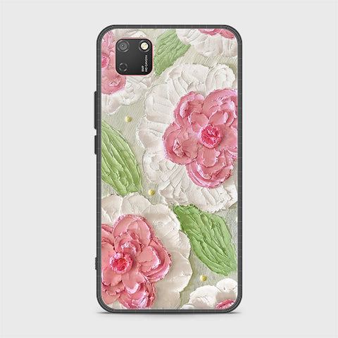 Honor 9S Cover - Floral Series - Design 13 - Offwhite & Green - HQ Ultra Shine Premium Infinity Glass Soft Silicon Borders Case