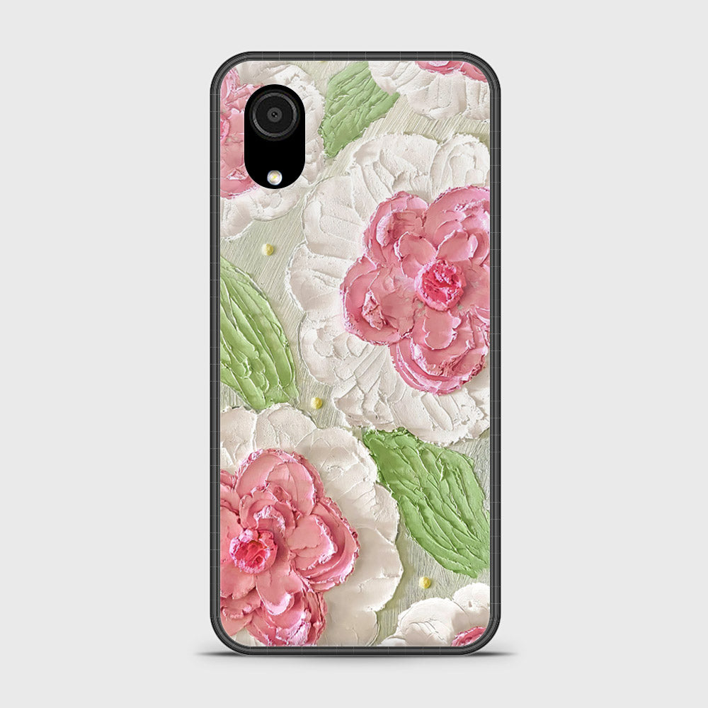 Samsung Galaxy A03 Core Cover - Floral Series - Design 13 - Offwhite & Green - HQ Ultra Shine Premium Infinity Glass Soft Silicon Borders Case