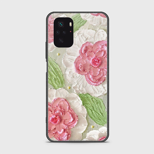 Xiaomi Redmi Note 10S Cover - Floral Series - Design 13 - Offwhite & Green - HQ Ultra Shine Premium Infinity Glass Soft Silicon Borders Case