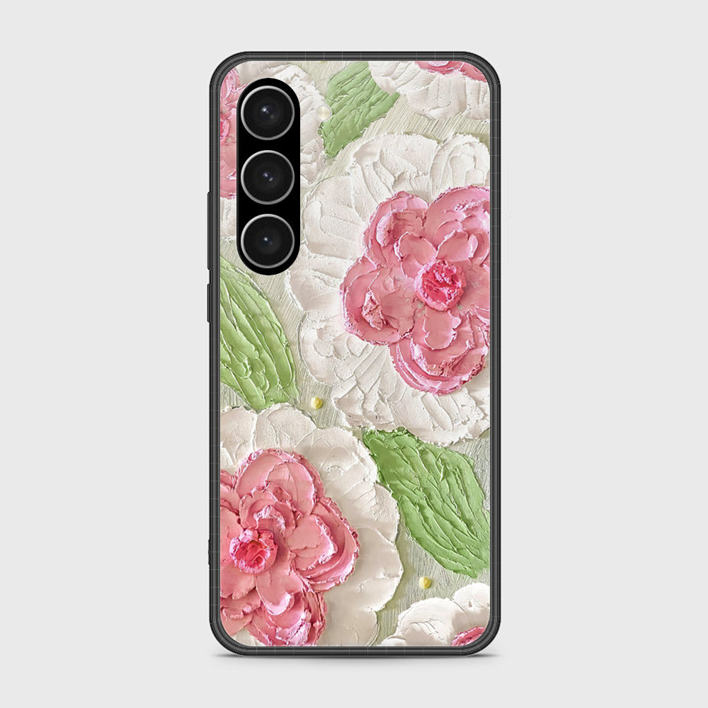 Samsung Galaxy S23 Plus 5G Cover - Floral Series - Design 13 - Offwhite & Green - HQ Ultra Shine Premium Infinity Glass Soft Silicon Borders Case