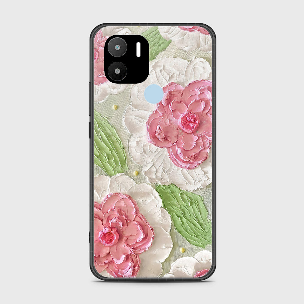 Xiaomi Redmi A1 Plus Cover - Floral Series - Design 13 - Offwhite & Green - HQ Ultra Shine Premium Infinity Glass Soft Silicon Borders Case