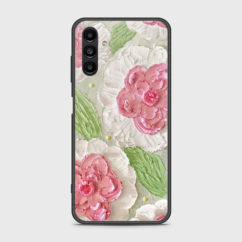 Samsung Galaxy A13 5G Cover - Floral Series - Design 13 - Offwhite & Green - HQ Ultra Shine Premium Infinity Glass Soft Silicon Borders Case