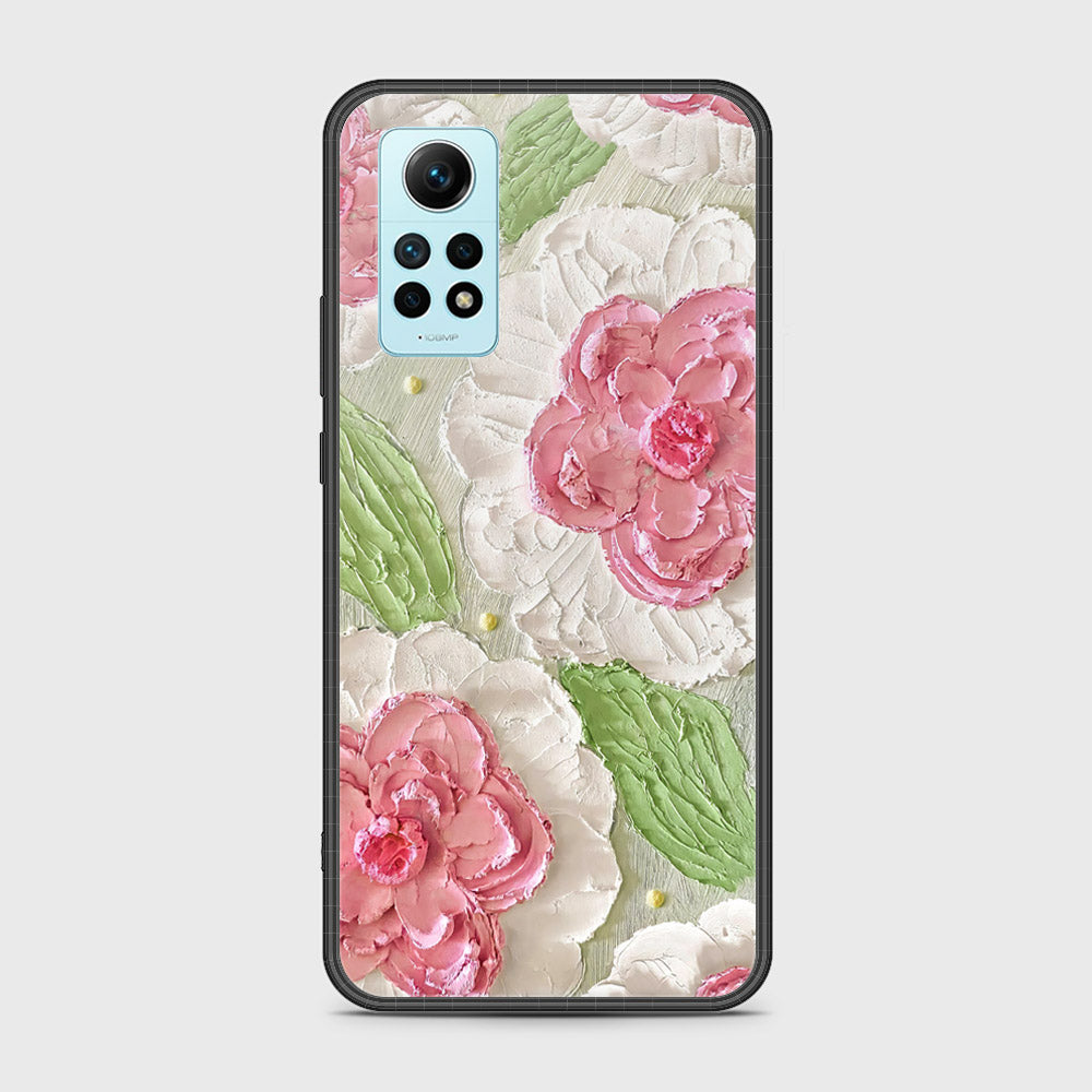 Xiaomi Redmi Note 12 Pro 4G Cover - Floral Series - Design 13 - Offwhite & Green - HQ Ultra Shine Premium Infinity Glass Soft Silicon Borders Case