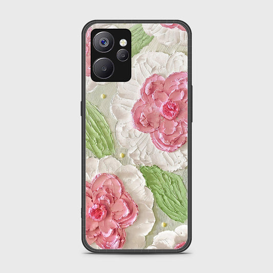 Realme 10T Cover - Floral Series - Design 13 - Offwhite & Green - HQ Ultra Shine Premium Infinity Glass Soft Silicon Borders Case