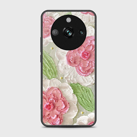 Realme 11 Pro Cover - Floral Series - Design 13 - Offwhite & Green - HQ Ultra Shine Premium Infinity Glass Soft Silicon Borders Case