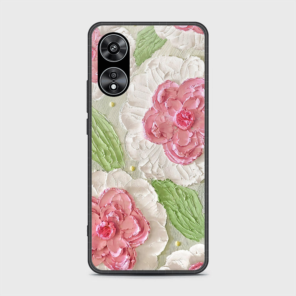 Oppo A97 5G Cover - Floral Series - Design 13 - Offwhite & Green - HQ Ultra Shine Premium Infinity Glass Soft Silicon Borders Case