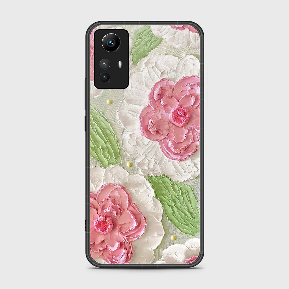 Xiaomi Redmi Note 12S Cover - Floral Series - Design 13 - Offwhite & Green - HQ Ultra Shine Premium Infinity Glass Soft Silicon Borders Case