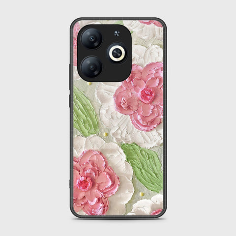 Tecno Pop 8 Cover - Floral Series - Design 13 - Offwhite & Green - HQ Ultra Shine Premium Infinity Glass Soft Silicon Borders Case