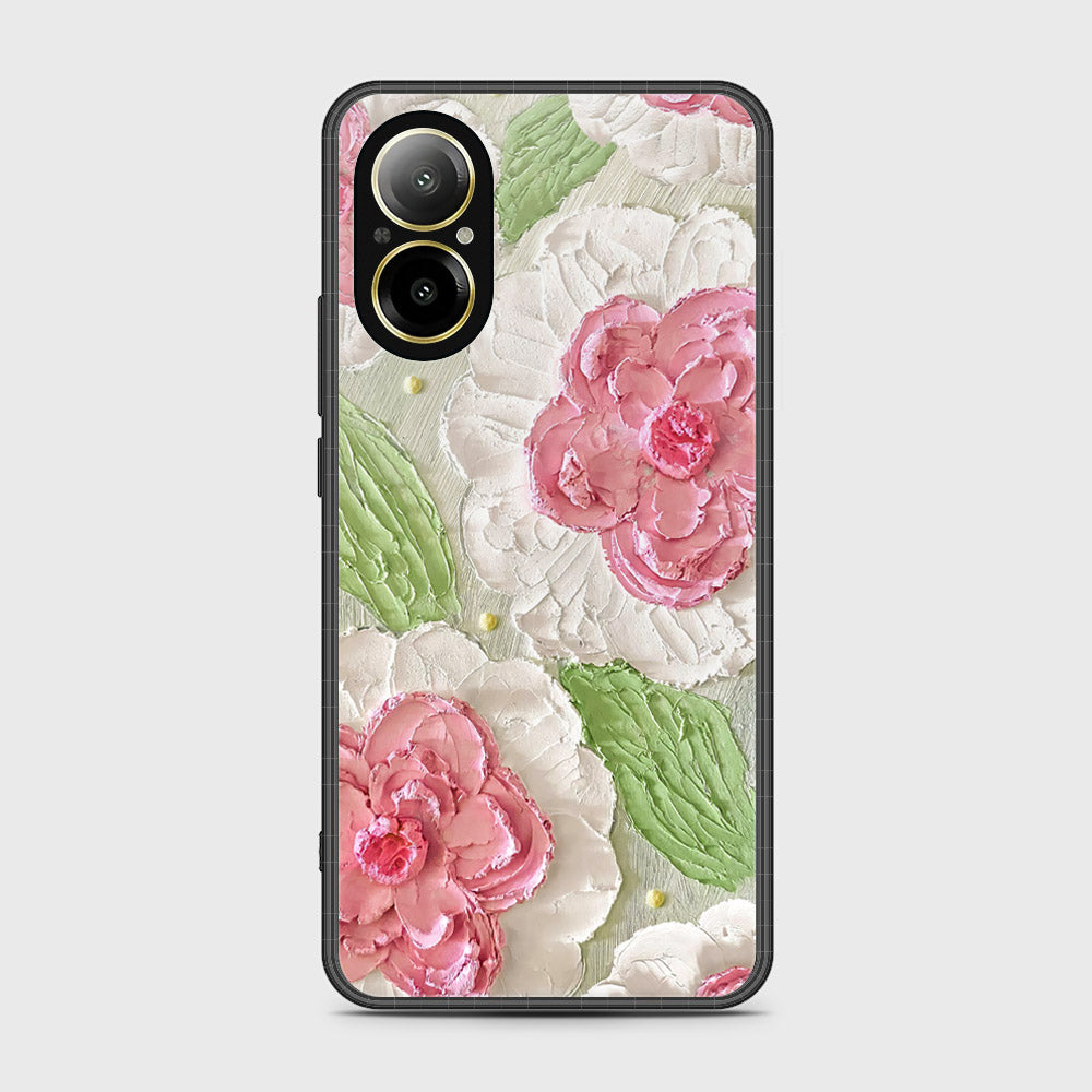 Realme C67 4G Cover - Floral Series - Design 13 - Offwhite & Green - HQ Ultra Shine Premium Infinity Glass Soft Silicon Borders Case