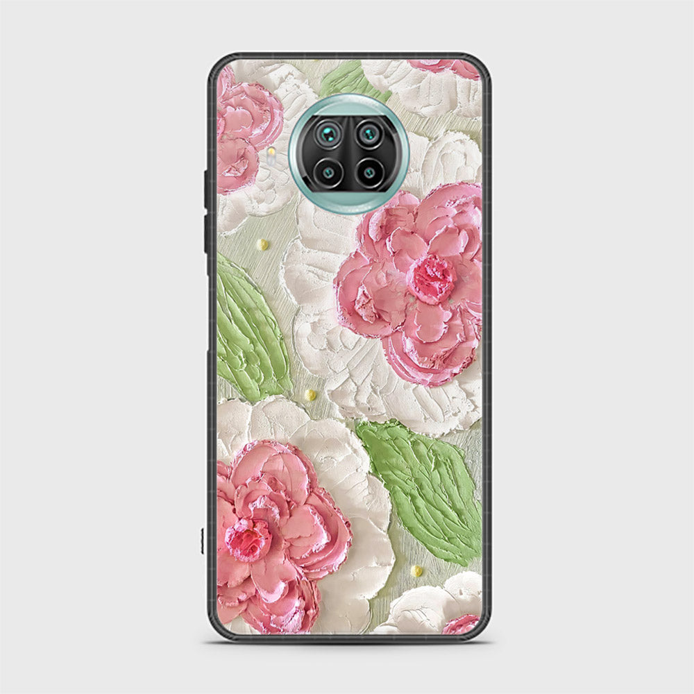 Xiaomi Mi 10T Lite Cover - Floral Series - Design 13 - Offwhite & Green - HQ Ultra Shine Premium Infinity Glass Soft Silicon Borders Case