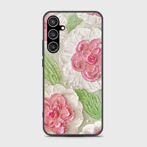 Samsung Galaxy S23 FE Cover - Floral Series - Design 13 - Offwhite & Green - HQ Ultra Shine Premium Infinity Glass Soft Silicon Borders Case