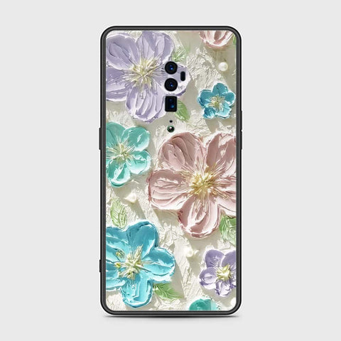 Oppo Reno 10x Zoom Cover - Floral Series - Design 14 - Blue & Purple - HQ Ultra Shine Premium Infinity Glass Soft Silicon Borders Case