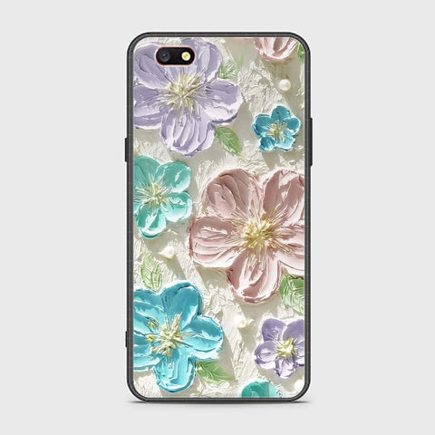 Oppo A77 Cover - Floral Series - Design 14 - Blue & Purple - HQ Ultra Shine Premium Infinity Glass Soft Silicon Borders Case