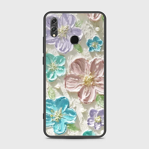 Huawei Honor 8X Cover - Floral Series - Design 14 - Blue & Purple - HQ Ultra Shine Premium Infinity Glass Soft Silicon Borders Case