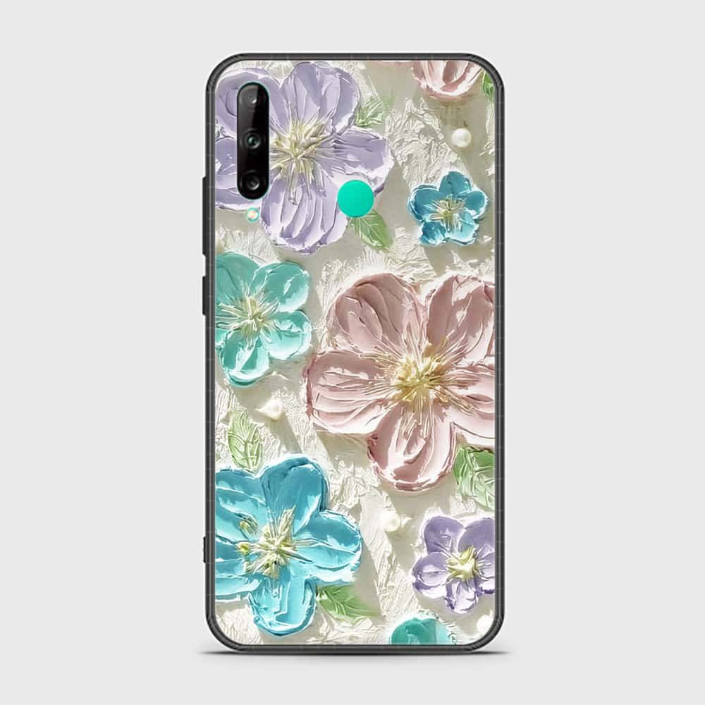 Huawei P40 Lite E Cover - Floral Series - Design 14 - Blue & Purple - HQ Ultra Shine Premium Infinity Glass Soft Silicon Borders Case