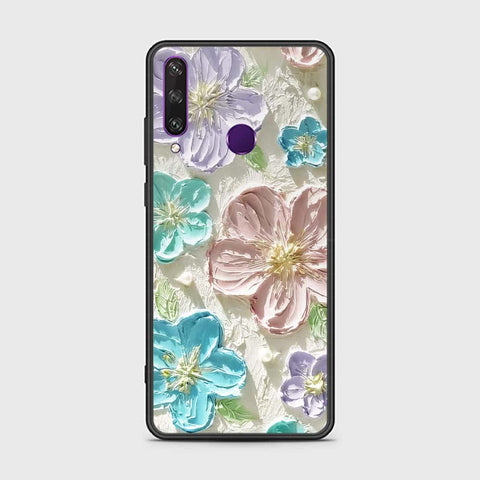 Huawei Y6p Cover - Floral Series - Design 14 - Blue & Purple - HQ Ultra Shine Premium Infinity Glass Soft Silicon Borders Case