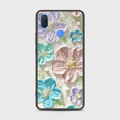 Huawei Y9 2019 Cover - Floral Series - Design 14 - Blue & Purple - HQ Ultra Shine Premium Infinity Glass Soft Silicon Borders Case