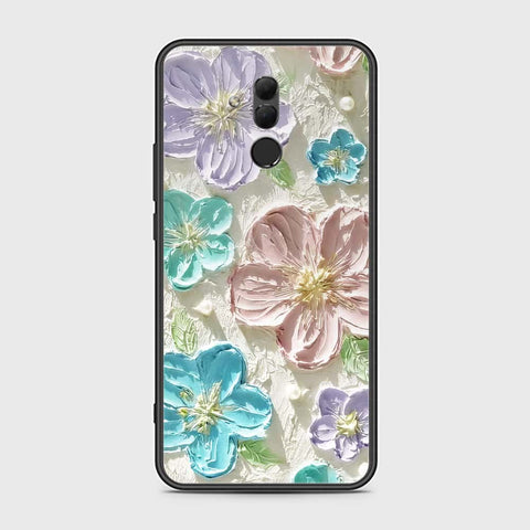 Huawei Mate 20 Lite Cover - Floral Series - Design 14 - Blue & Purple - HQ Ultra Shine Premium Infinity Glass Soft Silicon Borders Case