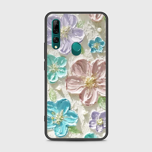 Huawei Y9 Prime 2019 Cover - Floral Series - Design 14 - Blue & Purple - HQ Ultra Shine Premium Infinity Glass Soft Silicon Borders Case