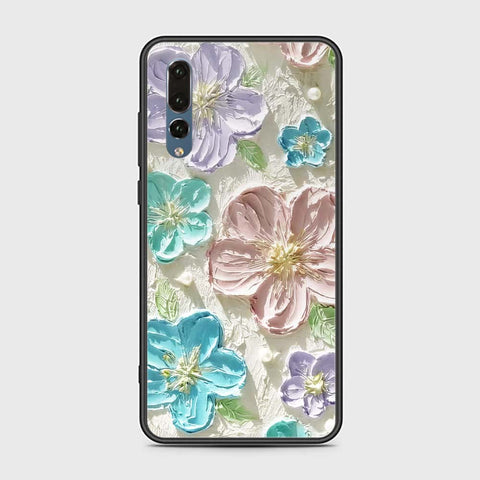 Huawei P20 Pro Cover - Floral Series - Design 14 - Blue & Purple - HQ Ultra Shine Premium Infinity Glass Soft Silicon Borders Case