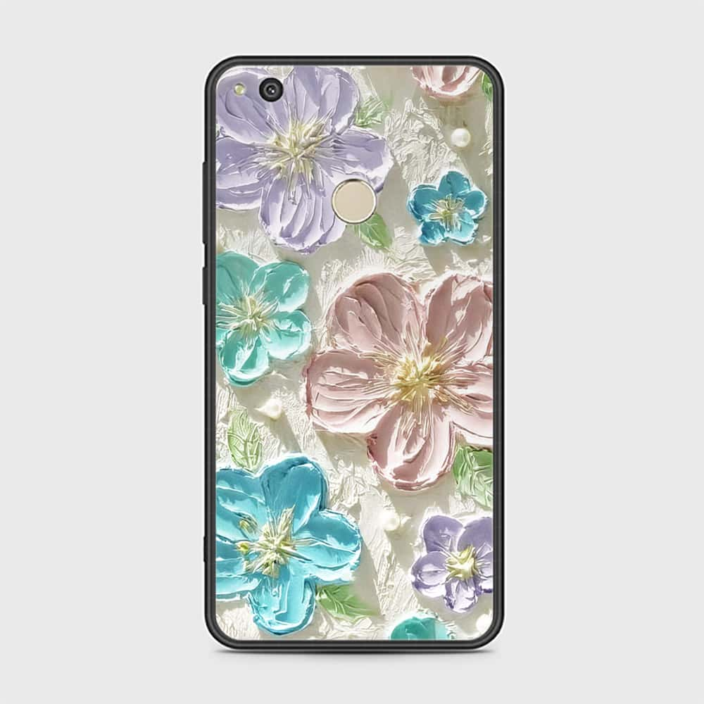 P8 Lite 2017 Cover - Floral Series - Design 14 - Blue & Purple - HQ Ultra Shine Premium Infinity Glass Soft Silicon Borders Case