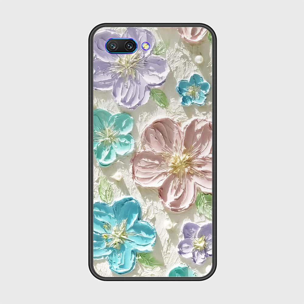 Huawei Honor 10 Cover - Floral Series - Design 14 - Blue & Purple - HQ Ultra Shine Premium Infinity Glass Soft Silicon Borders Case