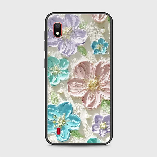 Samsung Galaxy A10 Cover - Floral Series - Design 14 - Blue & Purple- HQ Ultra Shine Premium Infinity Glass Soft Silicon Borders Case