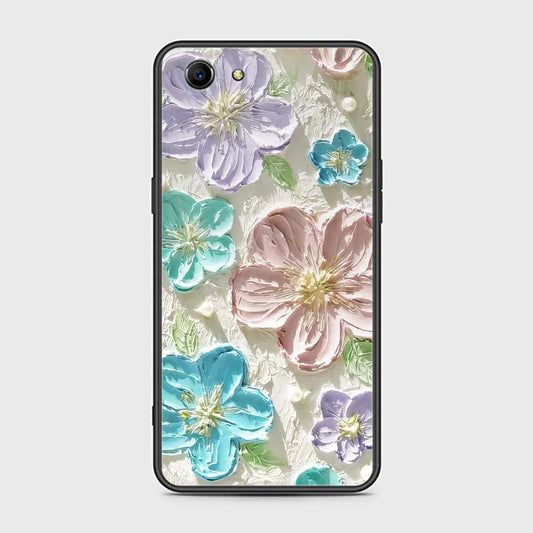 Oppo A83 Cover - Floral Series - Design 14 - Blue & Purple- HQ Ultra Shine Premium Infinity Glass Soft Silicon Borders Case