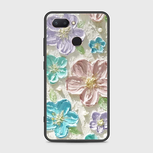 Xiaomi Mi 8 Lite Cover - Floral Series - Design 14 - Blue & Purple- HQ Ultra Shine Premium Infinity Glass Soft Silicon Borders Case