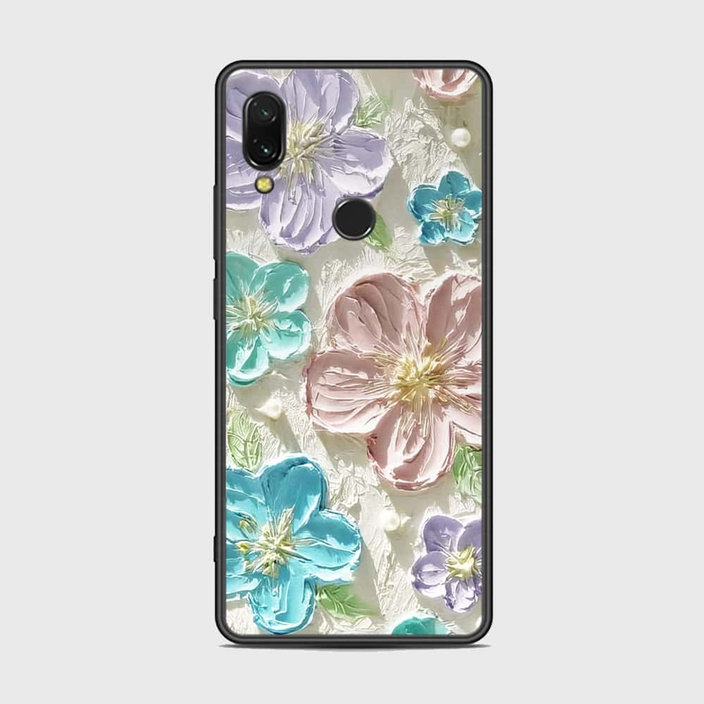 Xiaomi Redmi 7 Cover - Floral Series - Design 14 - Blue & Purple- HQ Ultra Shine Premium Infinity Glass Soft Silicon Borders Case