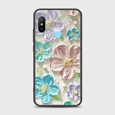 Redmi 6 Pro Cover - Floral Series - Design 14 - Blue & Purple- HQ Ultra Shine Premium Infinity Glass Soft Silicon Borders Case